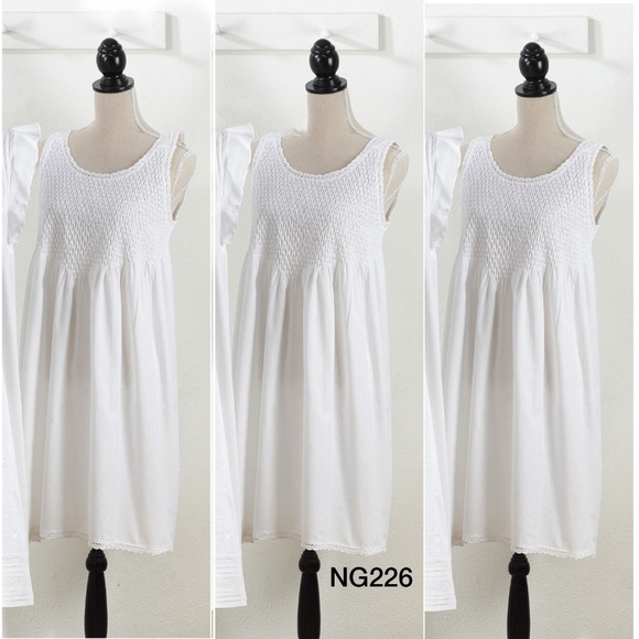 Taleen Intimates & Sleepwear White Cotton Embroidered Nightgown